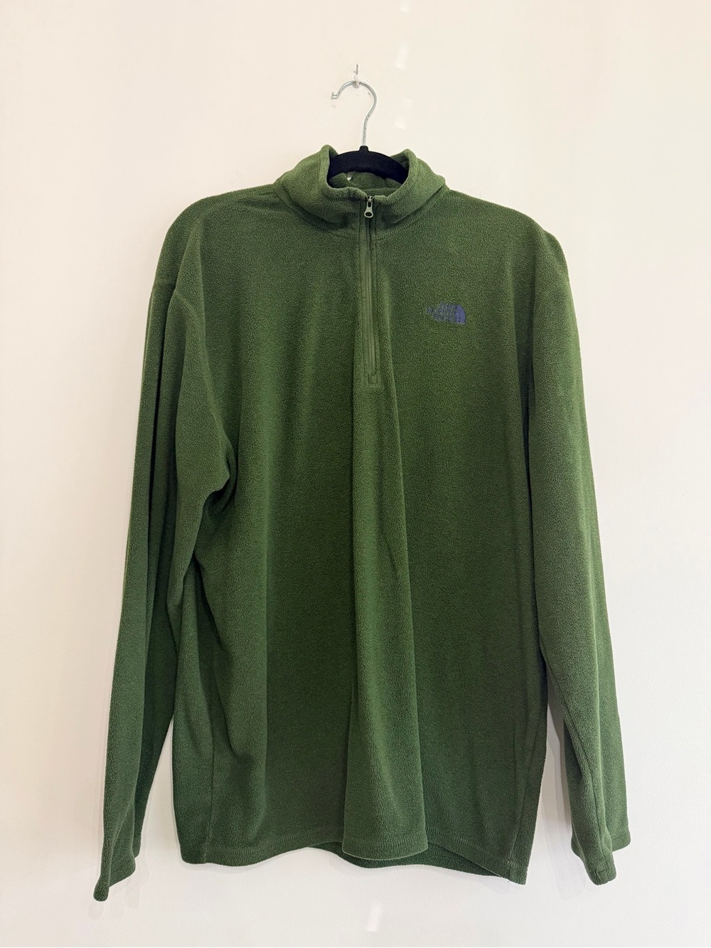 The North Face Men's Olive Green Quarter-Zip Fleece Pullover XL